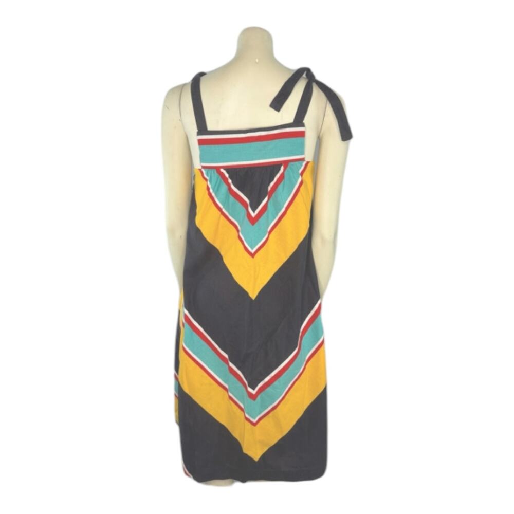 Vintage Hear Say Vibrant cotton Chevron Pinafore Apron Jumper dress size X Small - Picture 8 of 12
